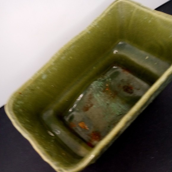 Vintage Brush Pottery Green Sponge White Planter 405-6 USA - Picture 7 of 13